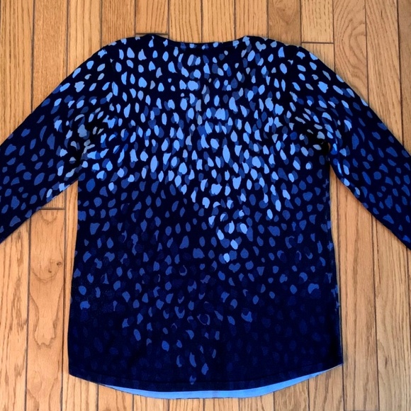 CHICOS Pullover Sweater Women Small Blue Polka Dots Rayon Blend ombre classic - Picture 5 of 9